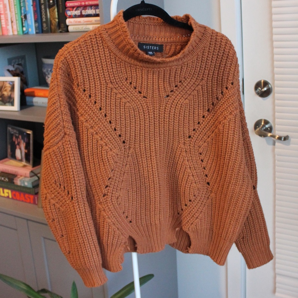 Sisters Cable Knit Sweater w/ Cowl Neck